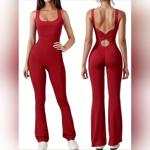Rubylishious Women's Sporty Flare Jumpsuit Medium 80% nylon, 20% spandex Mad - Picture 1 of 5